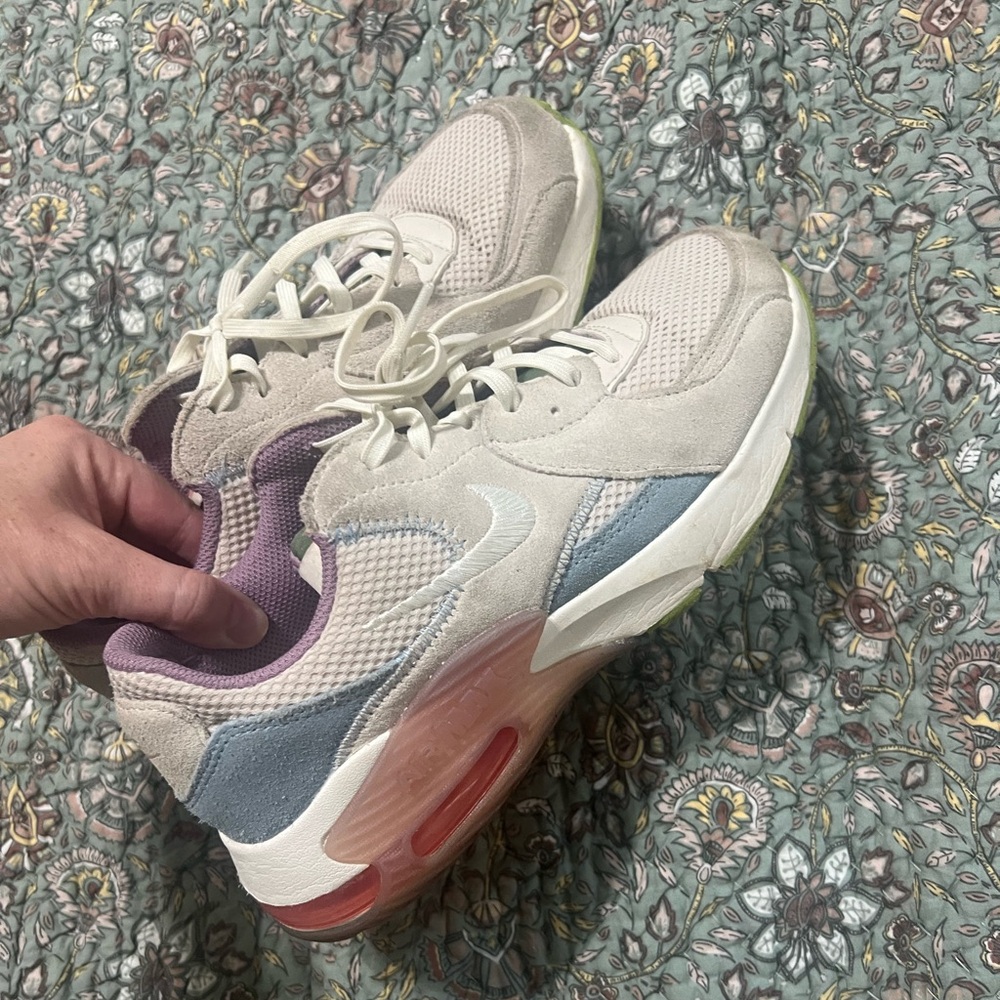 Nike AirMax Women’s Cream Sneakers with Blue and Purple Accents